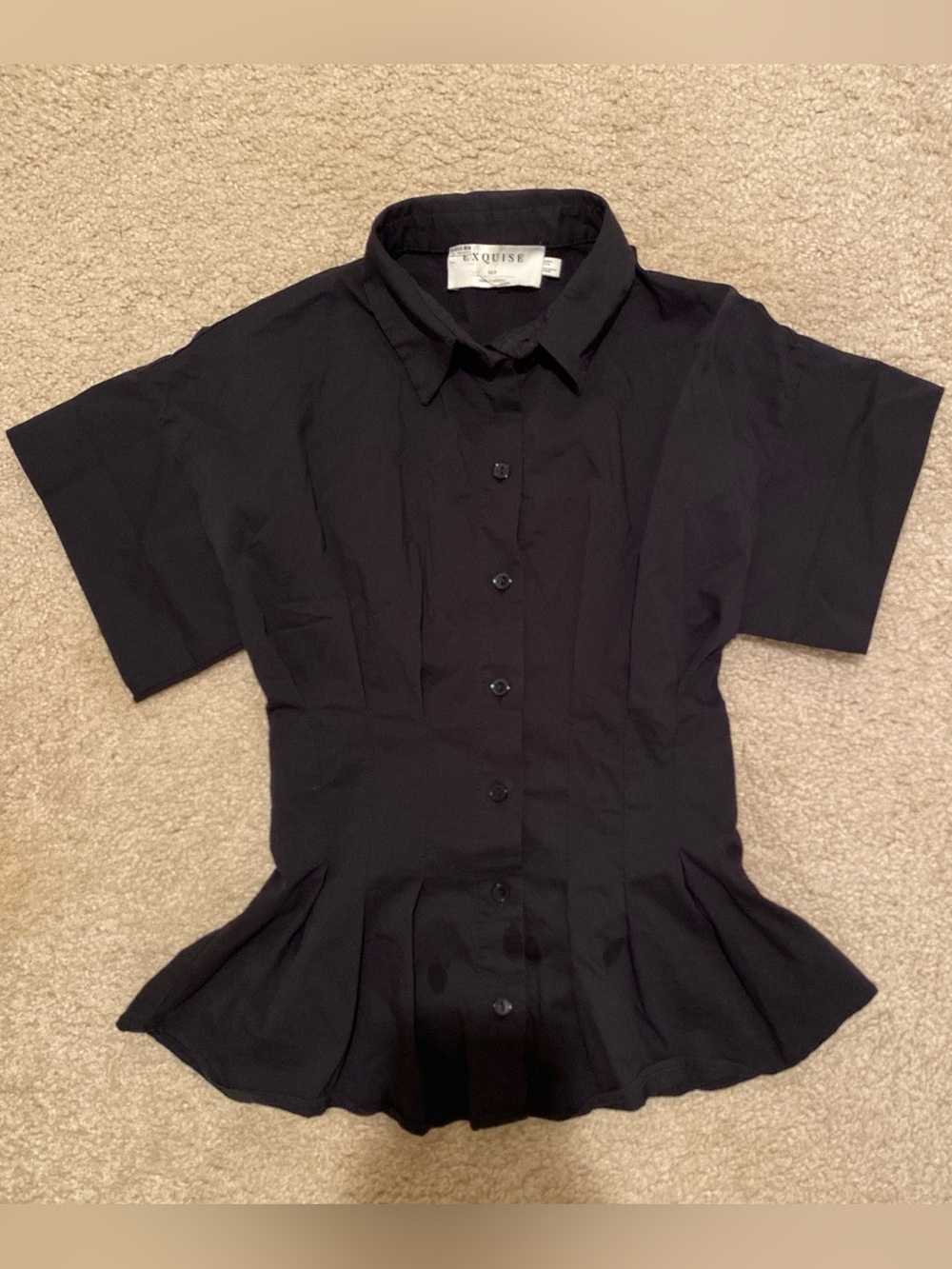 Exquise anthropology The Tobie Pleated Blouse Double Buckle Edition Black